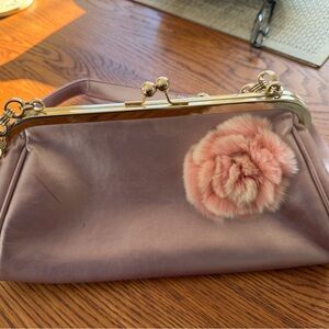 Liz Claiborne Lavender Clutch with Pink Floral Accent